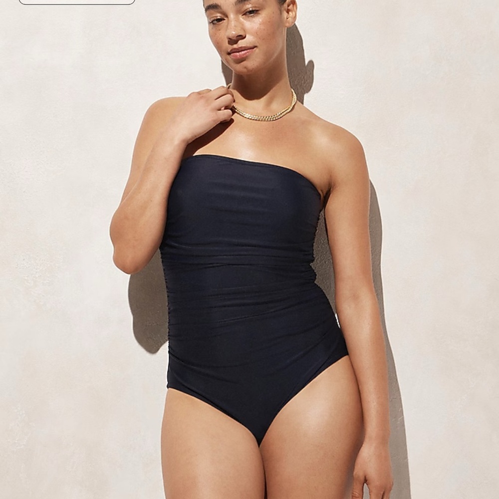 J. Crew Black Strapless One-Piece Swimsuit